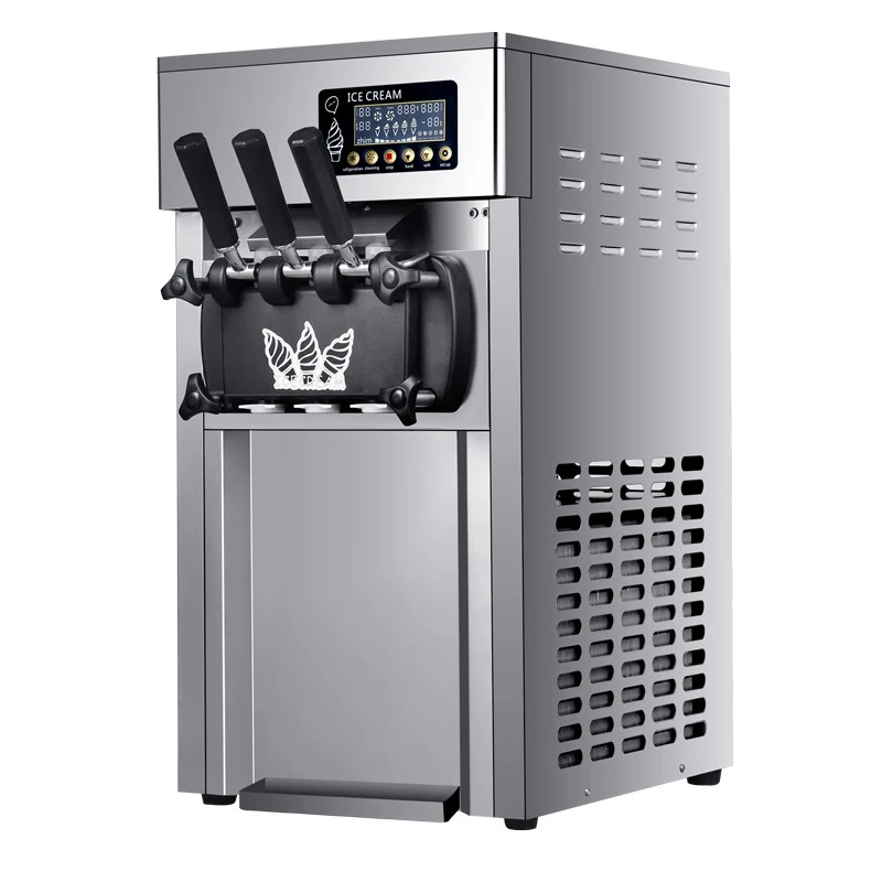 ZM-A168 Ice Cream Machine 16-18L/H Commercial Desktop Small Three-color Soft Ice Cream Machine 1200W Ice Cream Cone Machine 2