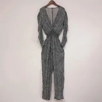 

New V-neck Leopard Print Long Sleeve Women Jumpsuits Autumn Winter New