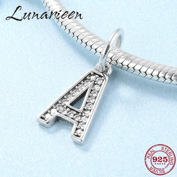 

2019 New 925 Sterling Silver Alphabet A Letter Charms Beads Pendent Fit Original Pandora Bracelets for Women Jewelry making