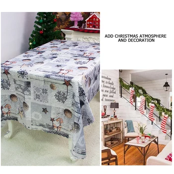 

150x220cm Christmas Tablecloth Dinner Party New Year Print PVC Table Mat
