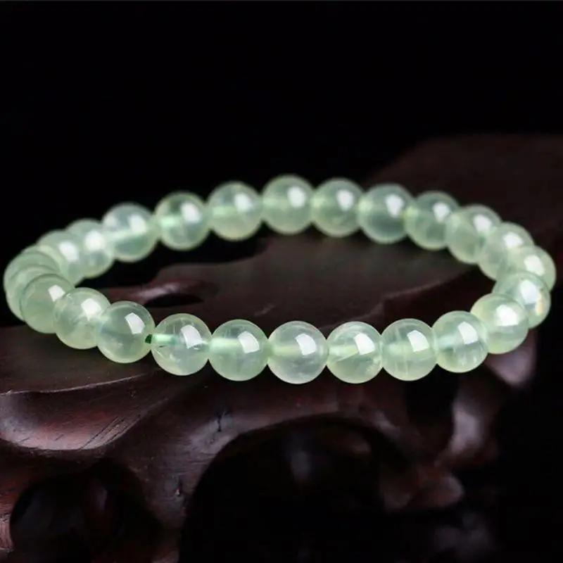 Natural Light Green Crystal Grape Stone Single Circle Bracelet