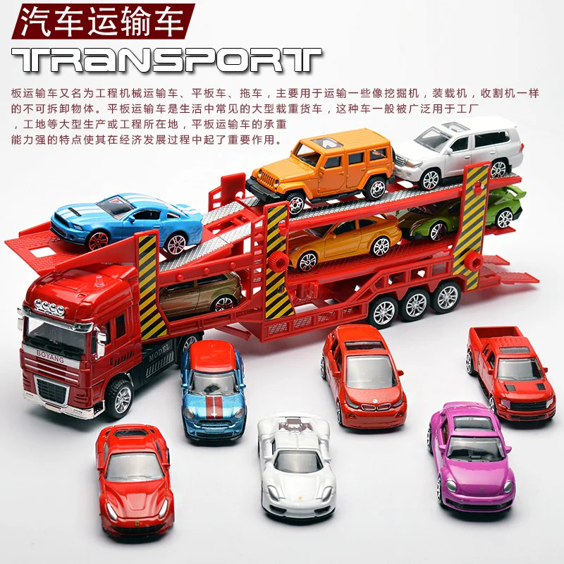 

Double Layer Freight Truck Trailer Sound And Light Car Carrier Children Toy Car Model Alloy Engineering Small Car Set