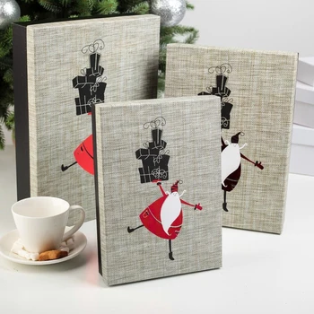 

A set of boxes 3 in 1 "Santa with gifts", 32 x 23 x 7 - 24 x 17 x 5 cm