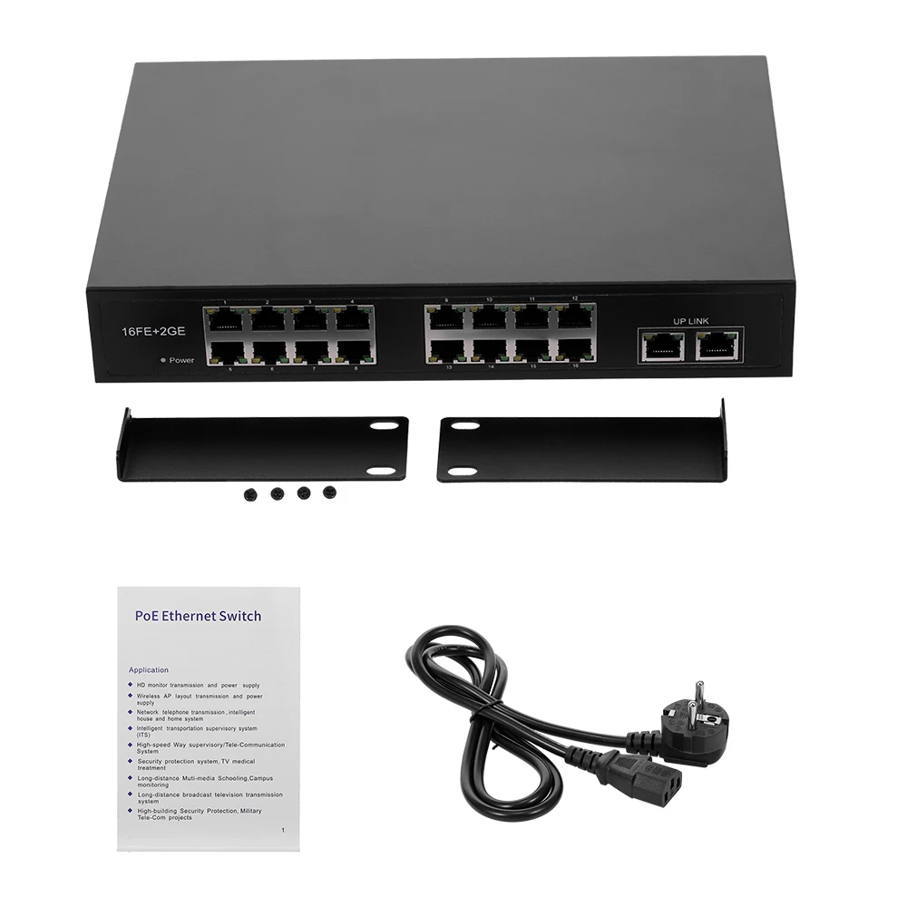 ZWD-16+ 2BZQN 16FE+ 2GE POE коммутатор с 16 POE портами 2 Gigabit Uplink IEEE 802.3af стандартный POE переключатель питания для ip-камеры