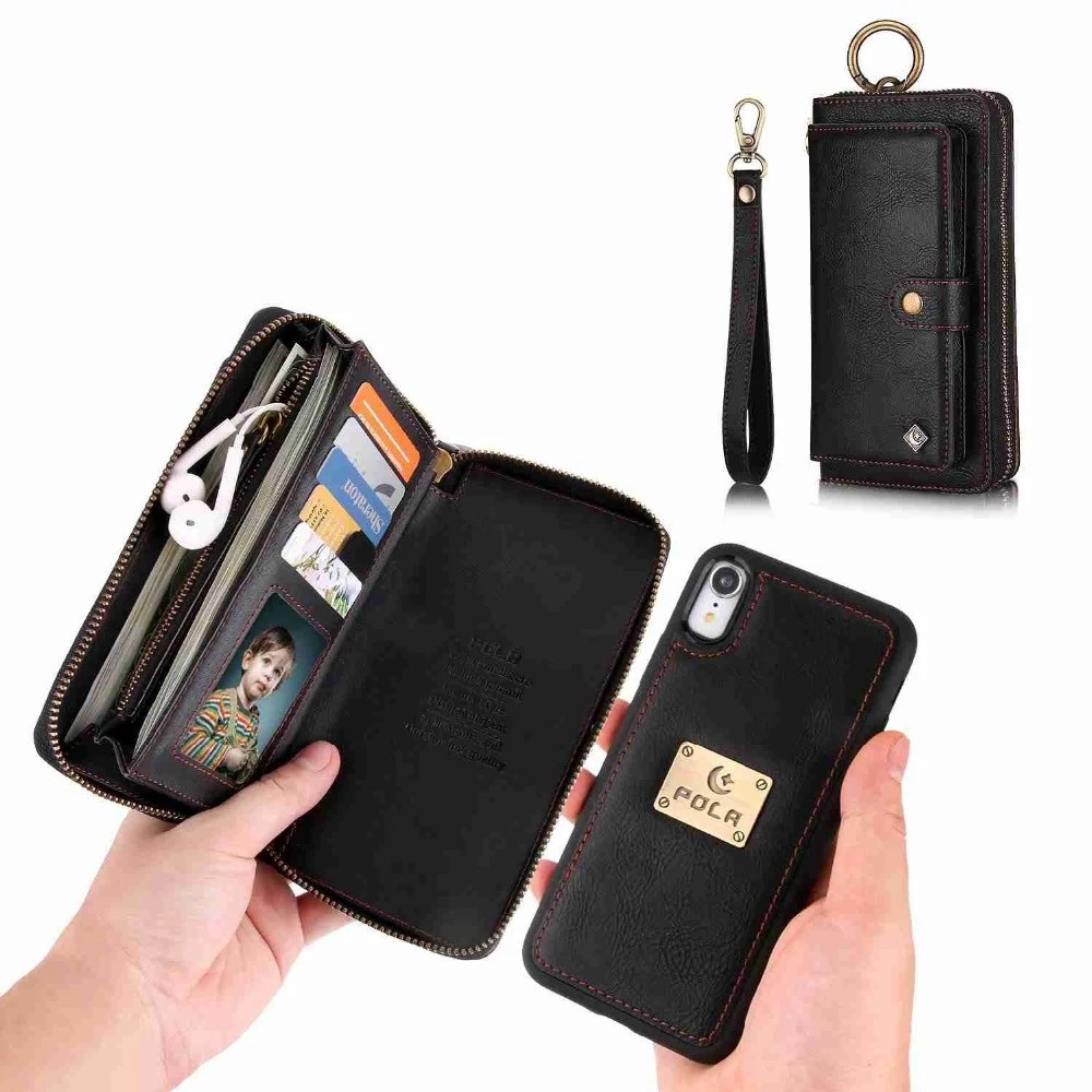 Purse Wristlet Phone Case For  iphone 12 mini 11 Pro X Xr Xs Max 6 s 7 8 Plus Se 2020 Apple Etui Luxury Leather Phone Cover iphone 8 lifeproof case