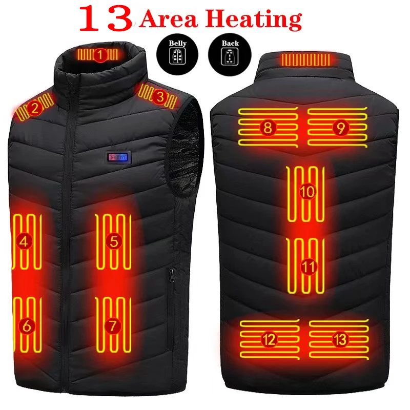 

Smart Heating Vest 13 Zones Dual Control Heated Vest Men Women Usb Heated Jacket Thermal Clothing Hunting Vest Winter Heating