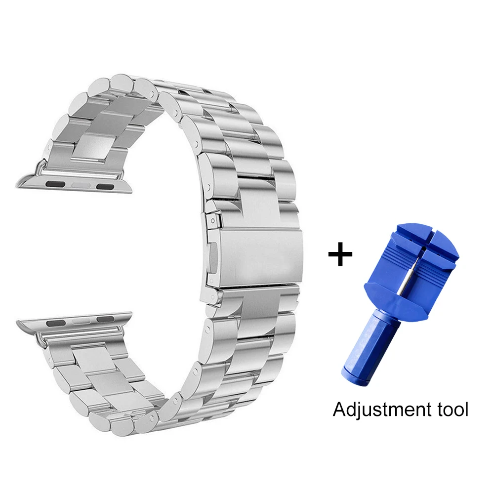 silver and tool Ремешок из нержавеющей стали для Apple Watch, 42 мм, 38 мм, 44 мм, 40 мм, металлический браслет для наручных часов iwatch, серия 4, 3, 2, 1 - Цвет ремешка: silver and tool