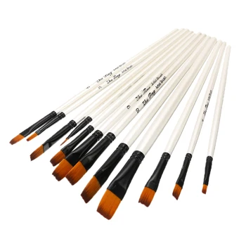 

12Pcs/Set Nylon Hair Watercolor Gouache Painting Brush Set Different Shape Round Pointed Tip Paint Brushes Kit Art Supplies