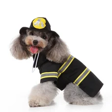Pet Хэллоуин Забавный костюм для косплея для маленьких и средних собак костюмы пожарных комплект 2-legged пальто и шляпа
