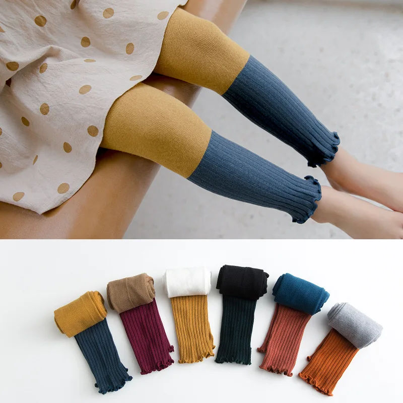 

CHILDREN'S Leggings Unginned Cotton Spring And Autumn New Style Fashion Mixed Colors WOMEN'S Ninth Pants Frilled 1-7 Crawler