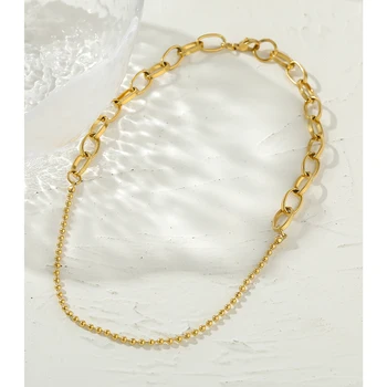 

Yhpup Statement Chain Choker Necklace Stainless Steel Collares for Women New Design цепь Gold Metal Necklace бижутерия for Women