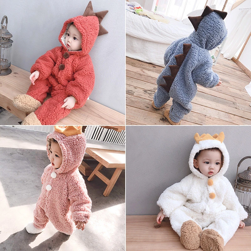Детские Зимние очень теплые комбинезоны для новорожденных милые флисовые