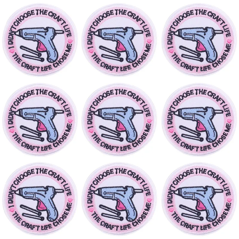 10Pcs/Set Lovely Gun Embroidered Patch For Clothes Letter DIY Embroidery Patches Cloth Scissors Stripe T-shirt Badges | Дом и сад