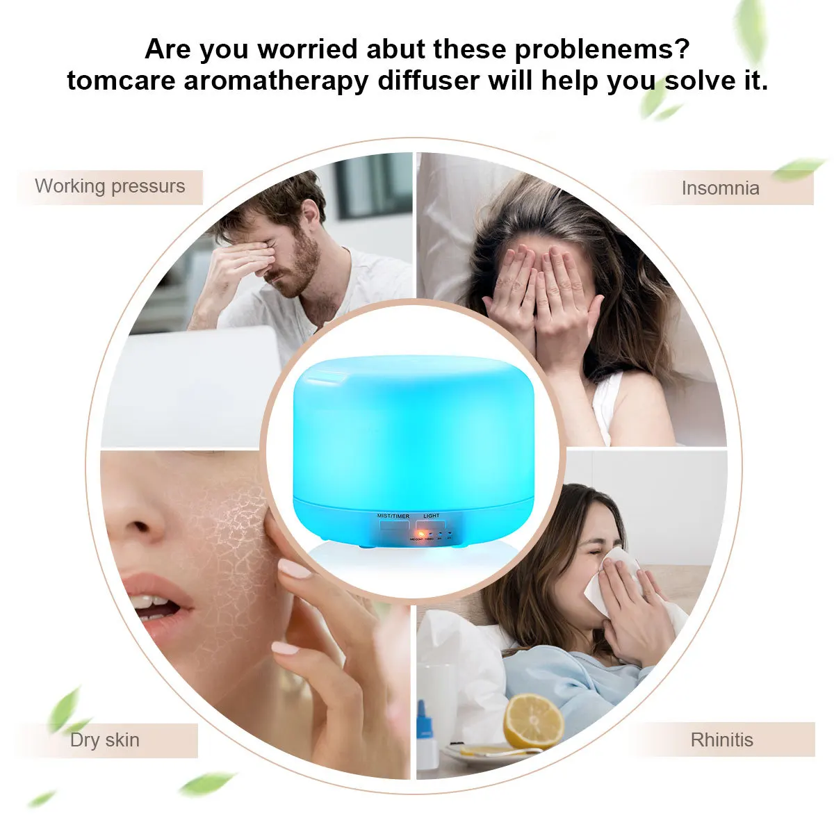 remote control aromatherapy night light ultrasonic mute aromatherapy machine New 300ml essential oil aroma humidifier