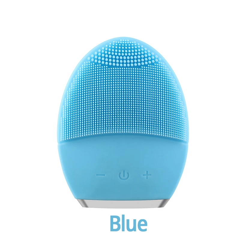 blue Питание очищающие устройства для лица щетка Соник Силиконовое очищающее средство водонепроницаемый USB Перезаряжаемый уход за кожей Массажная Очищающая щетка для лица - Цвет: blue