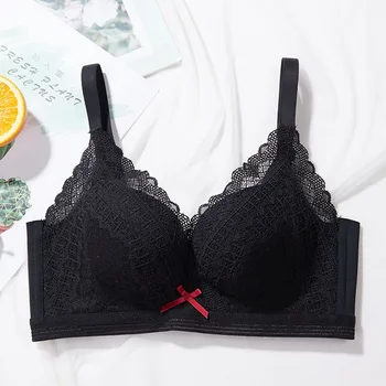 

Dark Perfume Spring And Summer New Small Chest Sexy Gathered No Steel Ring Ladies Underwear Lace Lace Beautiful And Comfortable