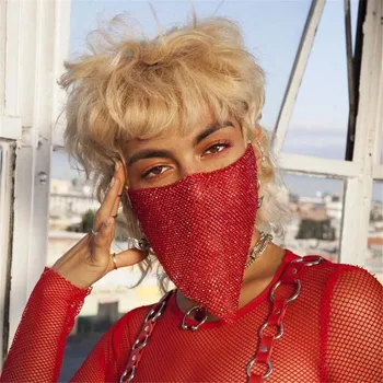 

2020 Sexy Rhinestone Mouth Face Mask for Women Decorative Face Mask Crystal Rave Festival Nigh Club Party Body Jewelry