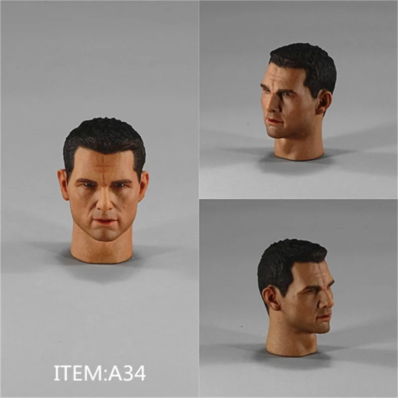 

1/6 Scale Male Action Figure Accessory European Male Head Sculpt Model Tom Cruise Head Carved Fit 12'' Action Figure Body