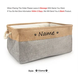 Customizable Pet Toy & Accessory Storage Basket - Personalized Name Print, Perfect - M 36X27X17cm (Paw gray)