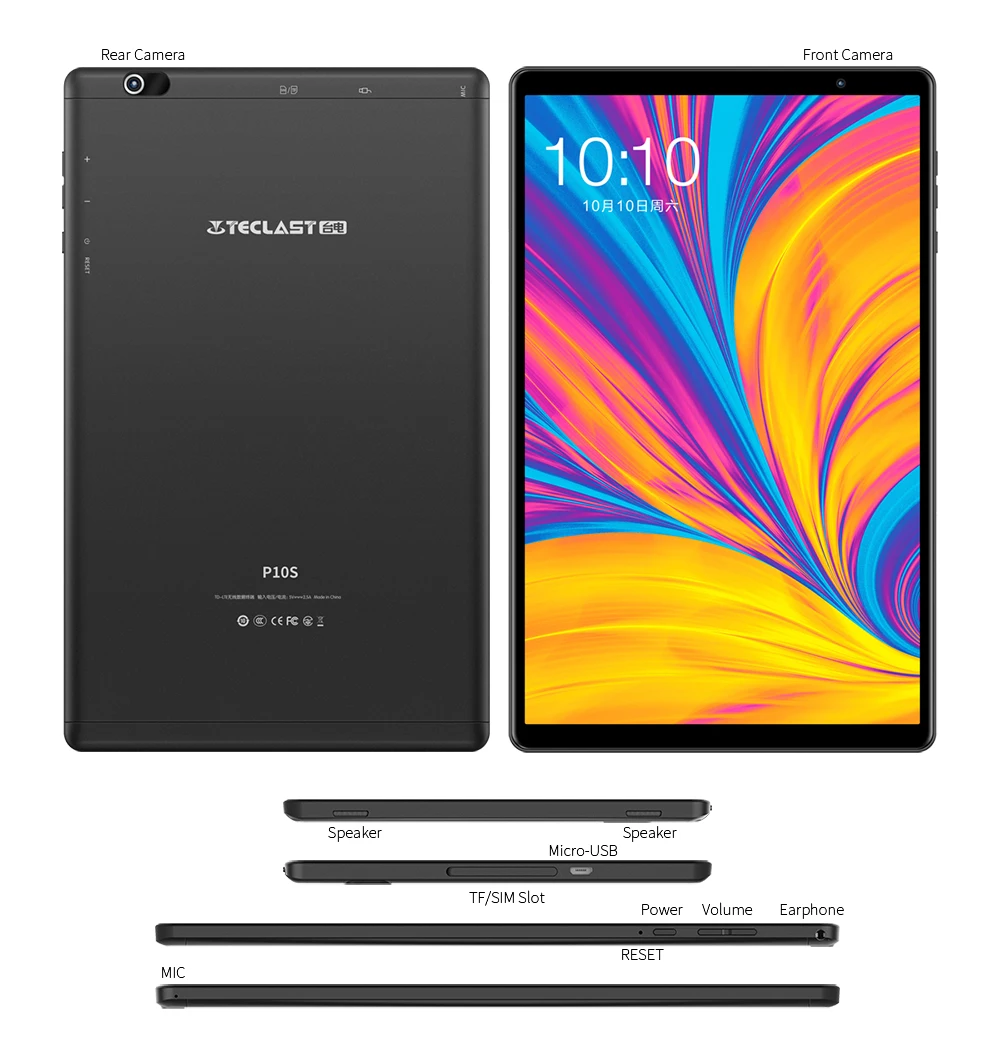 Teclast P10S, 4G, четыре ядра, планшеты, ПК, 10,1 дюймов, 2 Гб ОЗУ, 32 Гб ПЗУ, двойной WiFi, Android 9,0, SC9863A, 1280x800, планшет, gps