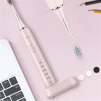 

Smart High Frequency Electric Cleaning ToothbrushIPX7 Waterproof Timing Vibration 5 Modes USB Rechargeable With 2 Brush Head