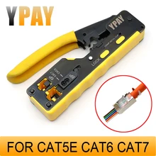 Ypay tudo em um ez rj45 alicates crimper cat5 cat6 cat7 ferramentas de rede rj 45 ethernet cabo stripper pressionando pinças braçadeira rg45 lan