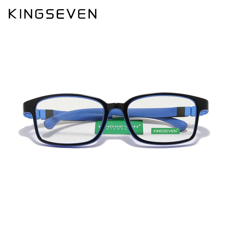 KINGSEVEN Children Size 50mm Anti-blue Square Blue Light Blocking Glasses Kids Boy Girls Computer Clear Eyewear Frame UV400 Fil