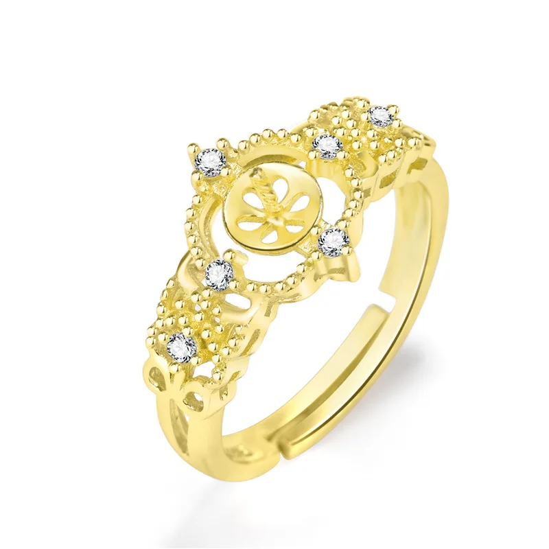 style 7 Gold Высококачественное серебряное жемчужное кольцо из стерлингового серебра 925 пробы, пустая основа, аксессуары, Простые Модные украшения DIY для женщин, подарок на праздник - Цвет: style 7 Gold