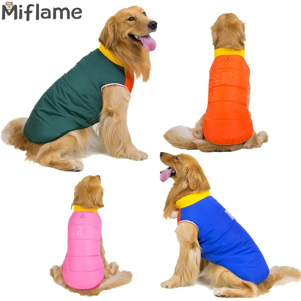 

Miflame Autumn Winter Large Dog Clothes Solid Dog Coat For Pet Clothes Labrador Satsuma Clothes Pet Hoodies Warm Dog Sweatshirt