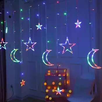 

LED Curtain Lamp Fairy String Moon Star Lamp Neon Light Xmas Festival Christmas Lights Bedroom Wedding fairy light Home Decor