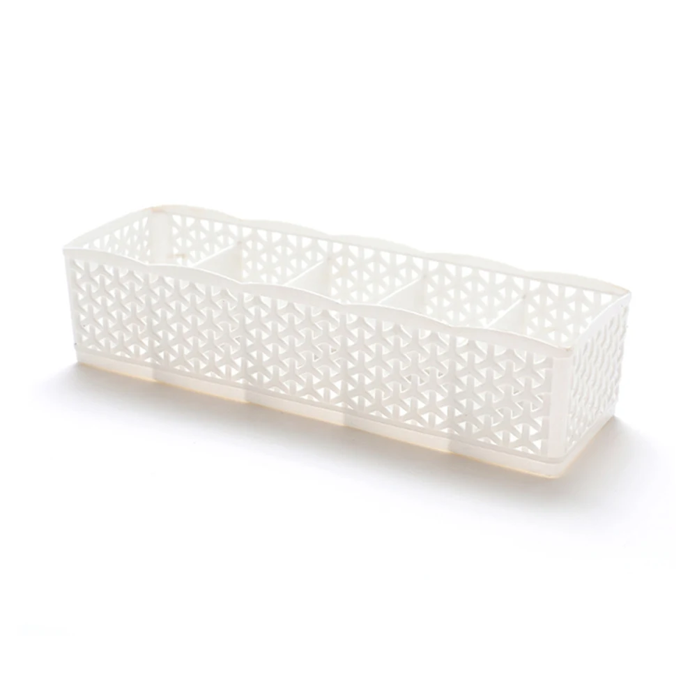5 Cells Divider Hollow Storage Box Plastic Organizer for Tie Bra Underwear Socks Drawer Cosmetic Home Bedroom Save Space Basket - Color: e