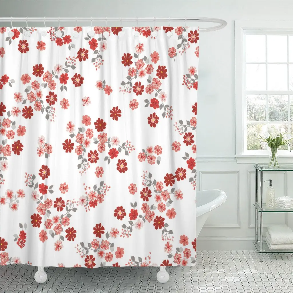 red and blue shower curtain