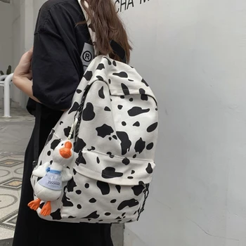 

Women Cute Printed Backpack Canvas Casual Rucksack for Teenage Girls Large Capacity School Bookbag Travel Daypack