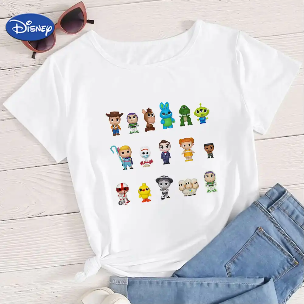 ディズニーかわいい女性tシャツqバージョンシリーズプリントtシャツモダントップtシャツトイストーリークールストリート流行シャツ T Shirts Aliexpress