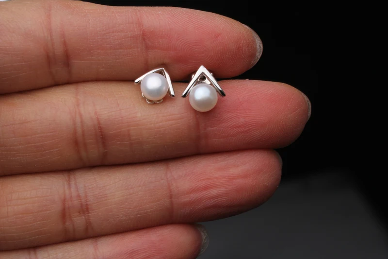 100% Natural Freshwater Pearl sutd Earrings White Pearl Jewelry 925 sterling silver jewelry For Women best gift