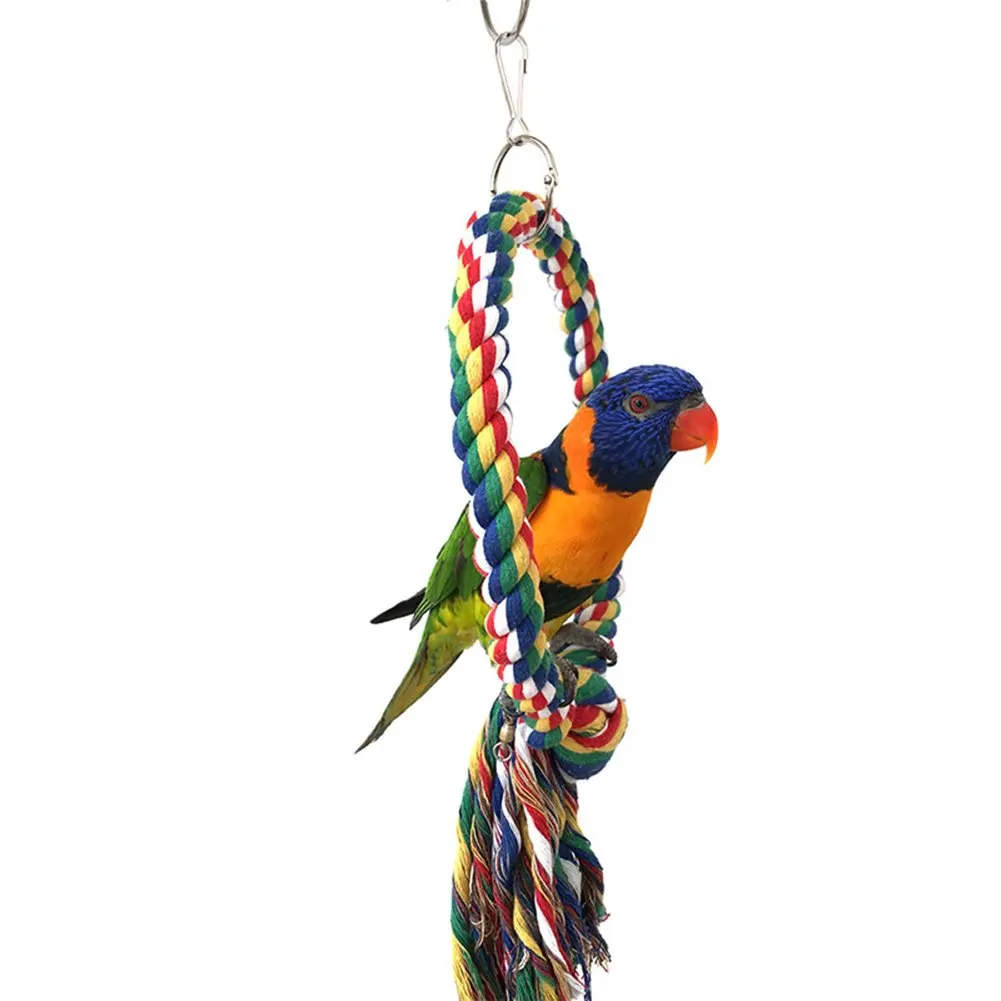 Хлопок Веревка Птица качели игрушка для попугая Попугай Cockatiel Conure Какаду африканский серый Макау Amazon Lovebird клетка окунь стенд
