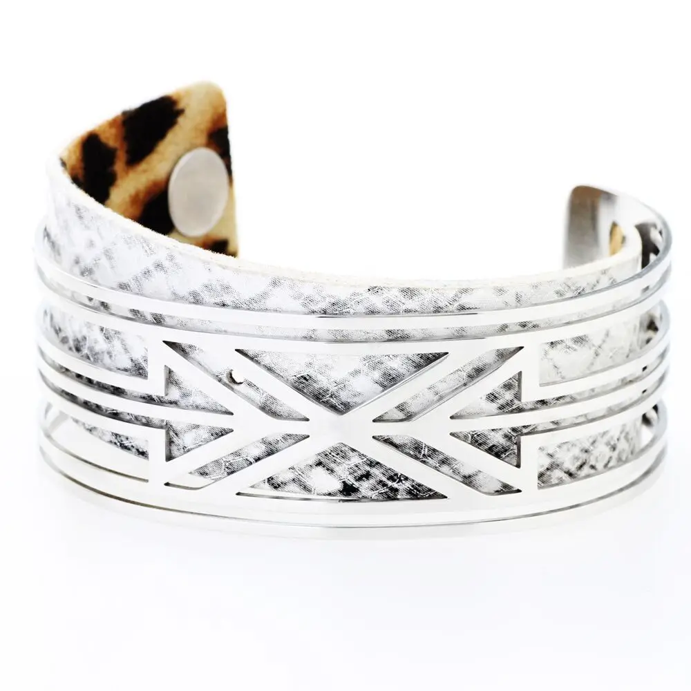 Cremo Stainless Steel Bracelet Bijoux Arm Cuff Bracelets  Manchette Interchangeable Leather  Bangles Arrow Symbol  For Women Ban