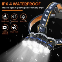 

LED Headlamp Rechargeable XPE+COB Adjustable Headlight 8 Mode Lightweight Flashlight Lantern Waterproof Camping Fishing Outdoor