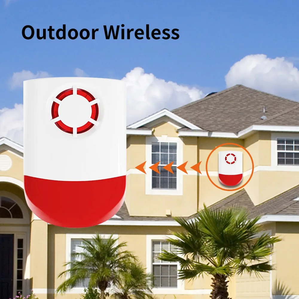 433MHz Outdoor Wireless Waterproof Flash Alarm 120dB High Decibel Loudness Sound & Flash LED Outdoor Security Alarm System-flash led siren light siren alarm home alarm system