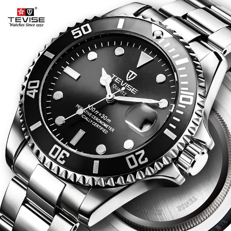Hot Sell 2020 New Tevise Quartz Men's Watch Automatic Date Fashion Luxury Sport Watches Stainless Steel Clock Relogio Masculino afbeelding