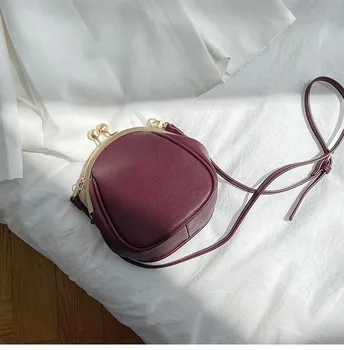 

2019 new fashion Korean version PU small round bag female bag solid color wild simple one-shoulder Messenger bag purses