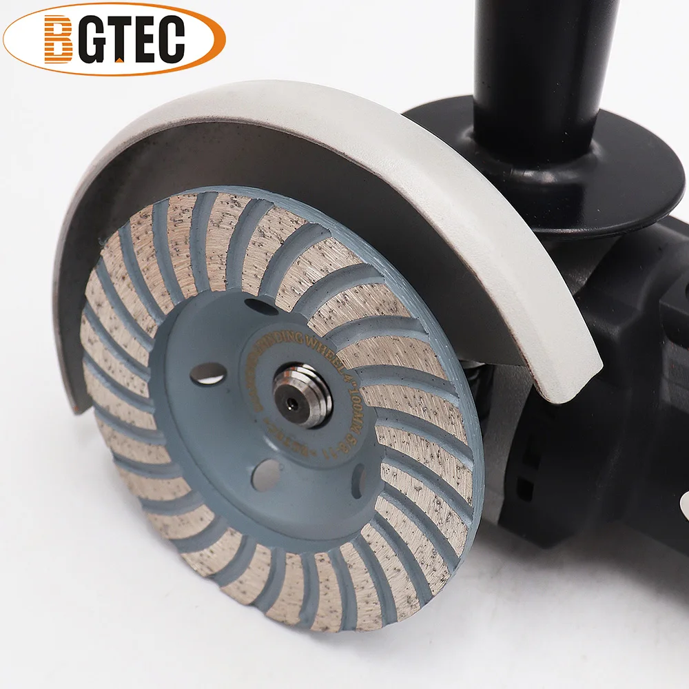 BGTEC 2pcs 4inch Diamond Turbo Row Grinding Cup Wheel 100mm flange concrete, Masonry, construction material Grinding discs