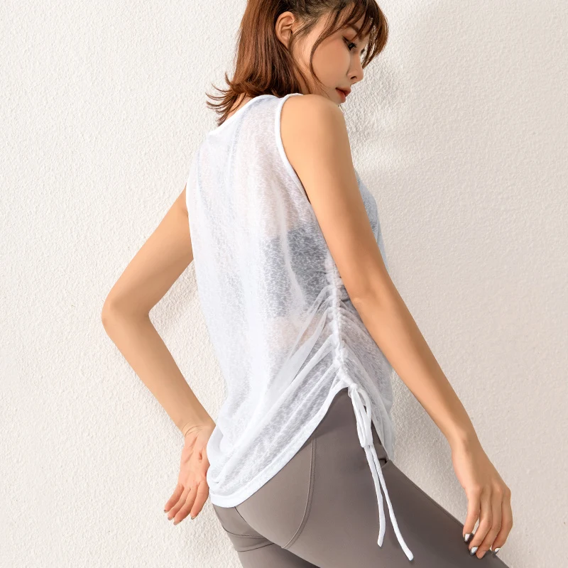 Women Sport Vest Loose Thin See-through Yoga Shirt Running Fitness Sleeveless T-shirt Quick Dry Tank Tops Gym Workout Tee Blouse yoga top sports tank sports t shirt yoga shirt sports shirt