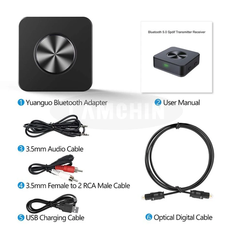2 в 1 Bluetooth передатчик приемник беспроводной аудио адаптер Bluetooth V5.0 Аудио ТВ оптический Волоконно-оптический адаптер