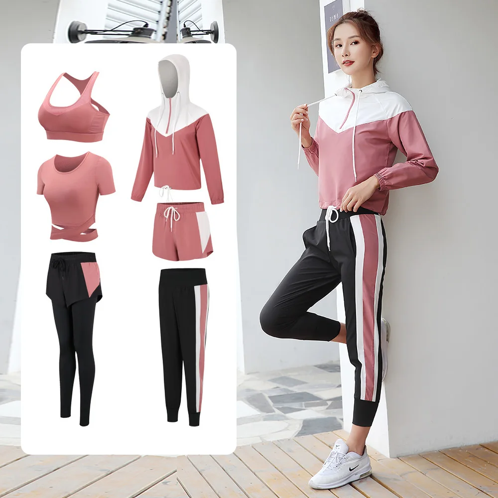 

tracksuits women yoga set, fitness, sportswear, gym leggings, Running gym quick-drying suit, 6-piece suits 2020 new yoga clothes