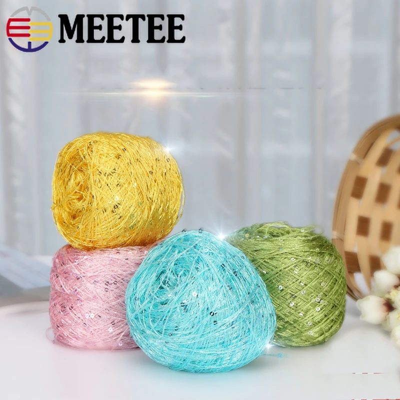 2pcs(200g) Fashion Summer Ice Silk Line Feature Sequins Line Yarn Diy Hand-knitted Wool Thread Sweater Scarft Hats Accessories