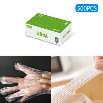 

500PCS Transparent Disposable Gloves Kitchen Tools Cooking Eco-friendly Food Cleaning Gloves Universal For Left And Right Hand