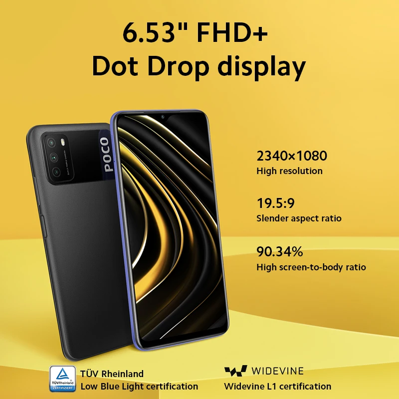Version mondiale POCO M3 Smartphone 4 go 128 go Snapdragon 662 Octa Core 6000mAh 48MP Tripl caméra caméra 6.53 
