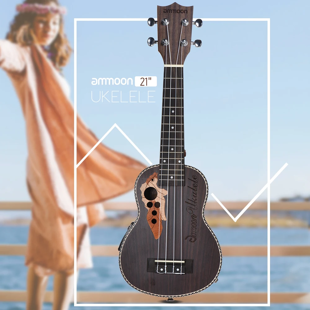 Ammoon ель Ukelele 2" Укулеле акустическая укулеле с сумкой для укулеле 15 ладов 4 струны музыкальный инструмент со встроенным звукоснимателем эквалайзера