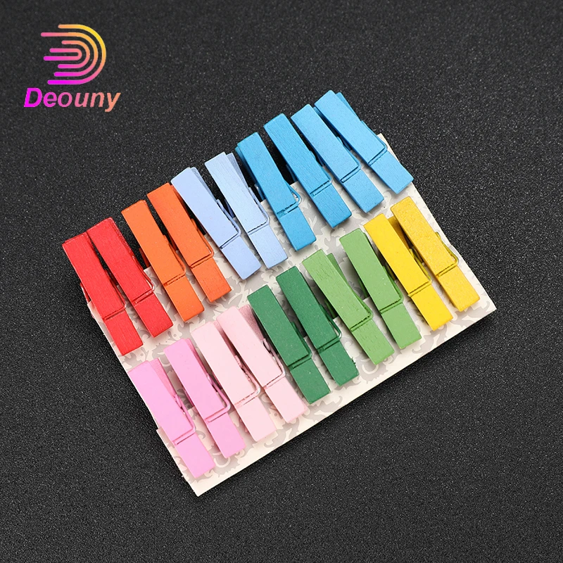 DEOUNY Bar Accessories And Decor Cocktail Bartender Decoration Mini Natural Wooden Clips Sticky 1.37In Notes Clip 20PCS Supplies